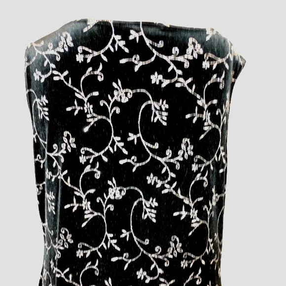 Vintage Sparkle Dress, Black Velour/Silver Sparkles, Sleeveless, Knee Length, M - Picture 8 of 11